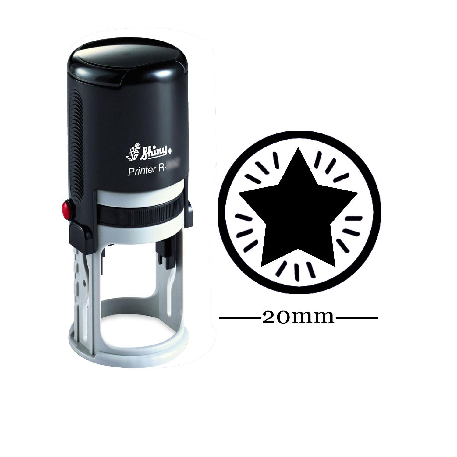 

STAR Round Self Ink Rubber Stamp Custom Shiny 20 mm Mini Stamps Персонализированные учителя Impression Area: 20 mm чёрный