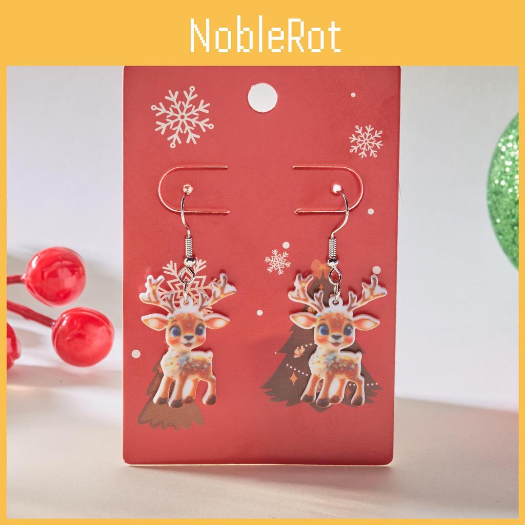 Christmas Deer Acrylic Earrings With Geometric Design For Holiday Party Wear