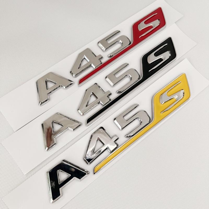 CUFNM1 3D ABS Chrome Black Red Letters Car Trunk Badge Sticker For Mercedes Benz A45 AMG W177 W176 A45S Emblem Logo Auto Accessories