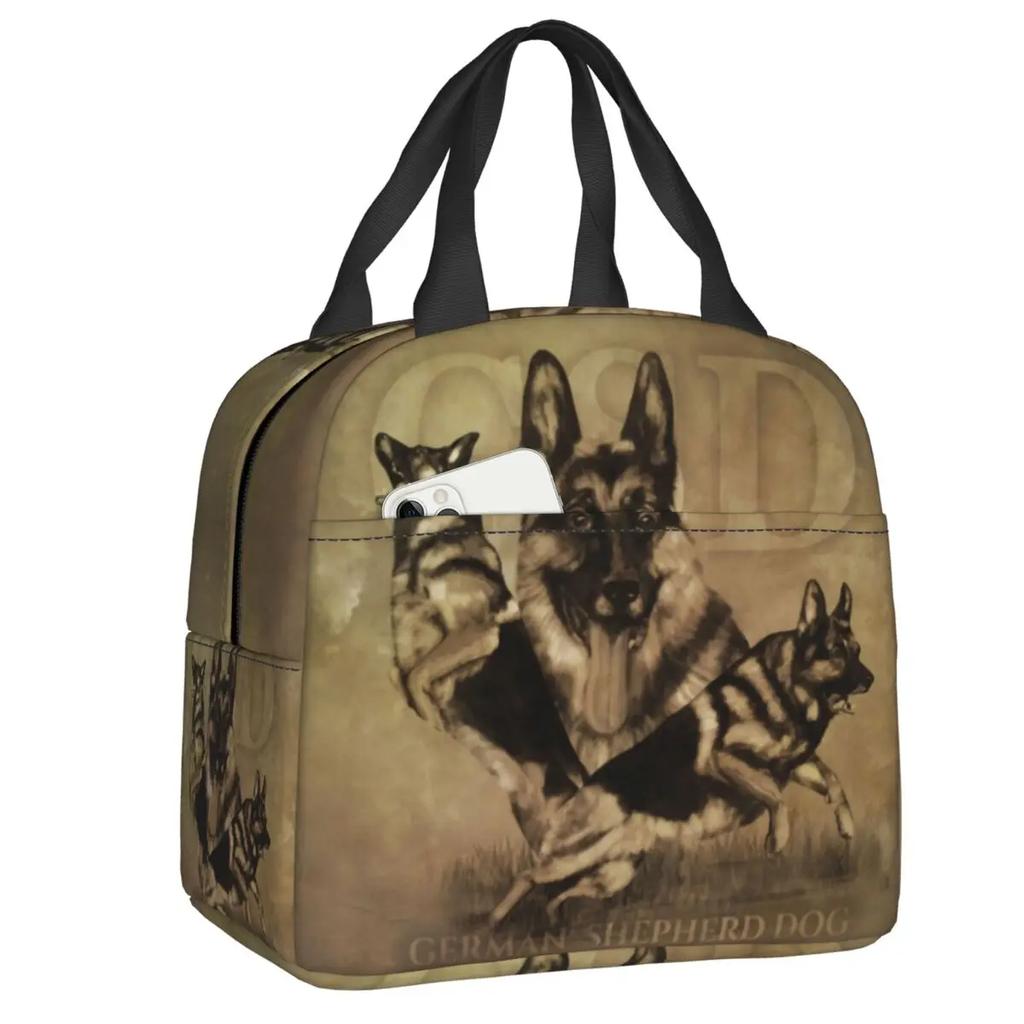 Kawaii German Shepherd Dog Lunch Box for Women Pet Lover Owner Thermal Cooler Food Insulated Lunch Bag School Children Student
