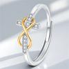 Luxury Female White Zircon Stone Silver Color Wedding Rings Promise Open Adjustable Cross Infinity Engagement  For Women