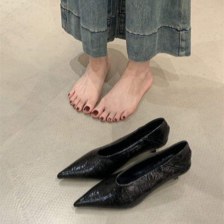 

Fashion Pointed Toe Thin Heel Women Office Pumps Shallow Slip On Party Dress Shoes Spring Autumn Commuter Footwear 34 чорний