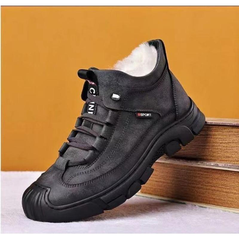 Thick Soled Men's Cotton Shoes with Thick Velvet and Warm Casual Short Boots for Men