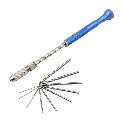 Blauer erweiterter halbautomatischer 0,5-3-mm-Handspiralbohrer, bernsteinfarbenes Bohrwerkzeug für Kunststoffplatinen, Spiralbohrer-Set