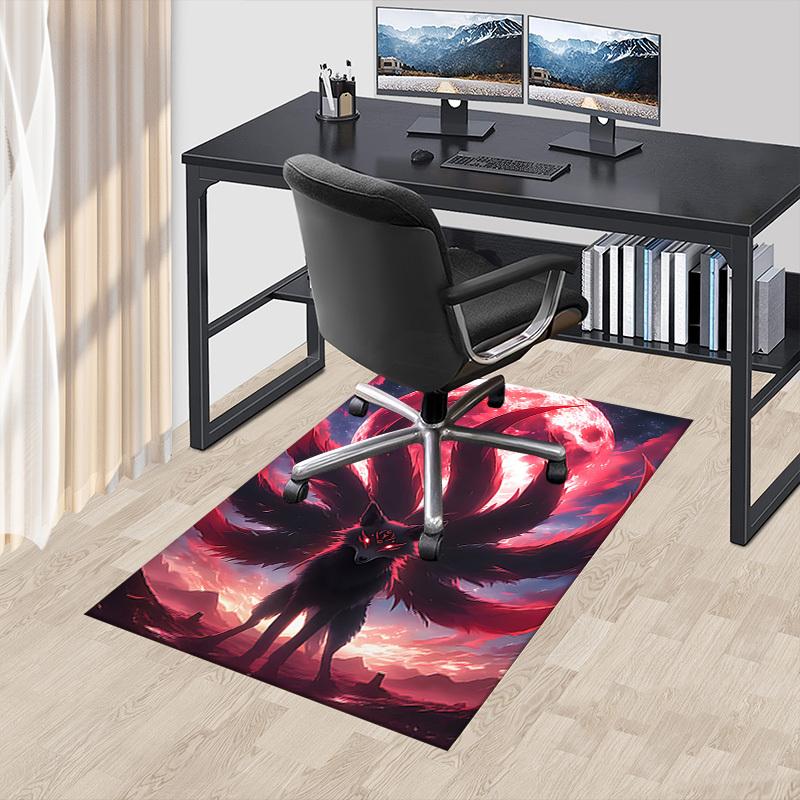 1pc Wolf Moon Themed Rug for Home Decor, Non-slip Office Carpet, Chair mat, Outdoor Mat, Christmas and Halloween gifts-0731036