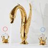 Tuqiu Gold Swan Bathroom Faucet Widespread Antique Basin Faucet 3 Hole Black Sink Faucet Mixer Gray Hot Gold Chrome Water Tap
