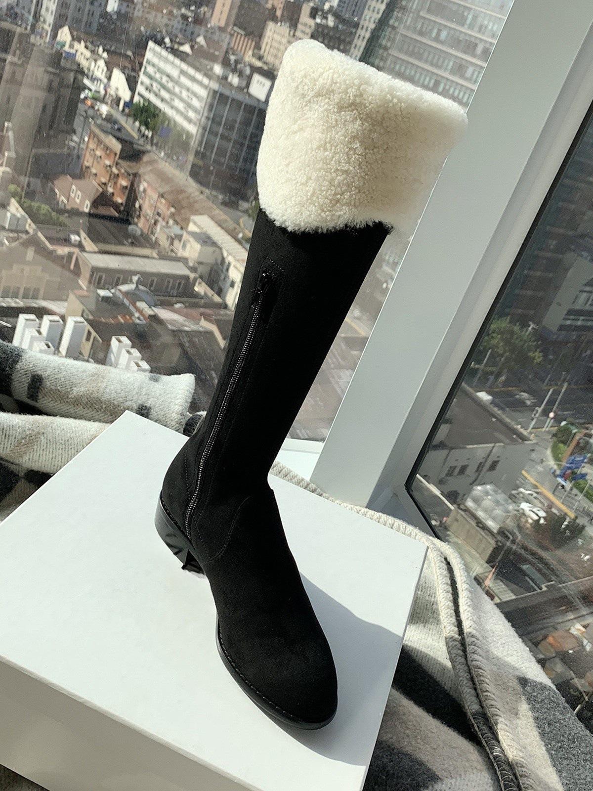 Boots Children s Winter Fleece Tall Knight Boots Flat Bottom Warm Snow Boots 35