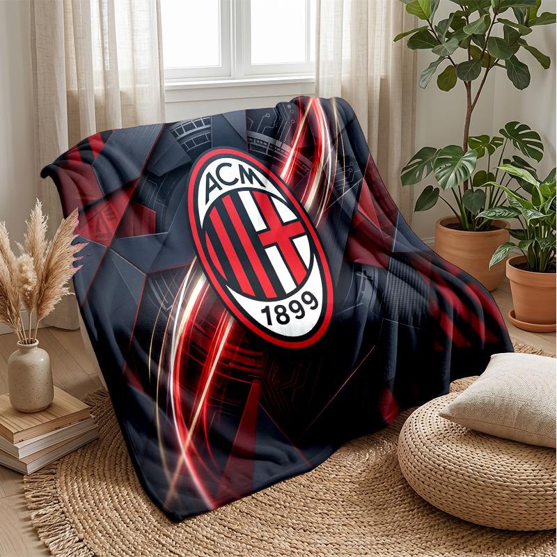 AC Milan Theme Blanket Soft Flannel Blanket Plush Throw Blanket Cozy Sofa Bed Blanket for Home Decor