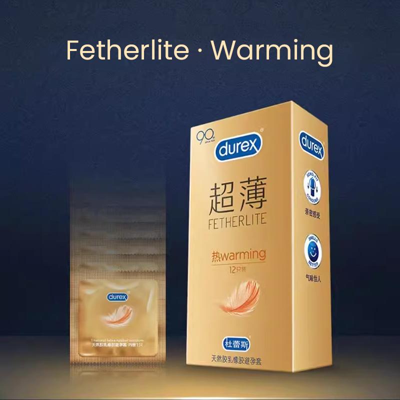 Durex Fetherlite Warming Condom Thermal Ultra-thin 12Pcs/Box Lubricating Thermal Ultra-thin