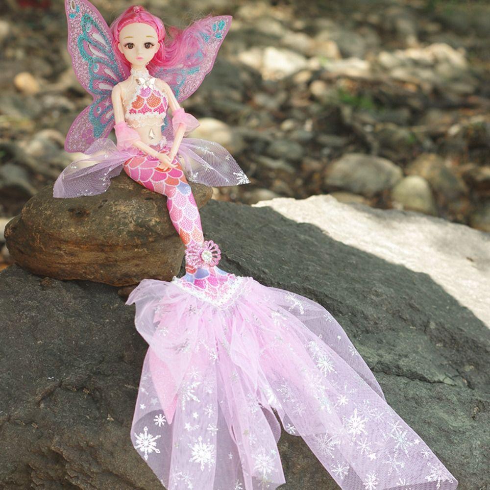 11 Movable Joints Mermaid Doll 17.7in Girl Children Toys Princess Doll (with Lights and Music)