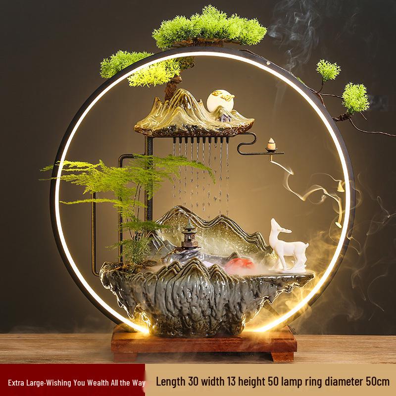 Flowing Water Backflow Incense Fountain & Humidifier - Perfect for Home, Office, or Gift Decoration.