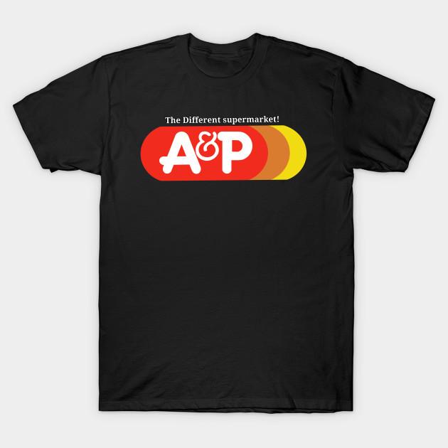 

Men Black Print T-shirt A&P Supermarket 1976 No-Cut Transfer Paper Print Cotton Tshirt S чорний