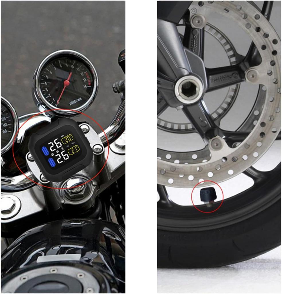 Motorrad TPMS Reifendruck Überwachung System Temperatur Alarm Mit 2 Externe Sensoren Moto Reifen Alarm Systeme Echtzeit