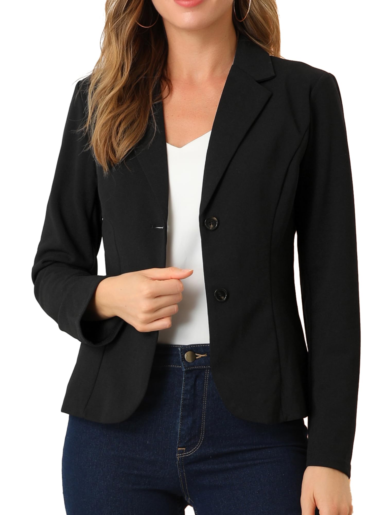 

Allegra K Женский стрейчевый пиджак, черный, размер XS, для бизнеса, поездок и офиса