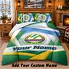 Rapid Wien FC Pattern Bedding 3Pcs Set Custom Name, Bed Sheet And Pillowcases For Home Bedroom