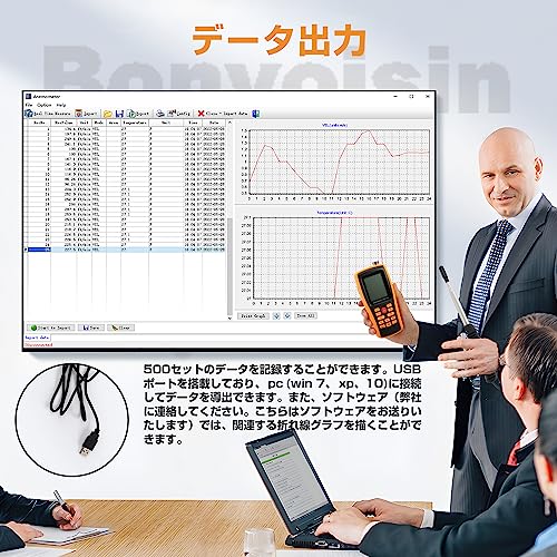 Bonvoisin Digital Anemometer, Thermal Wire Type, with Thermometer, Compact, Handheld, Battery Operated (Batteries Sold Separately), High Accuracy, Bac