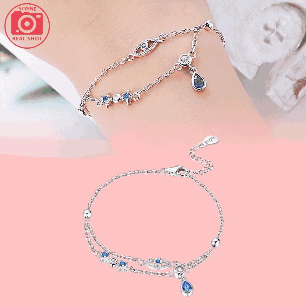 Original Copper Star Moon Bracelet Blue Zircon Galaxy Butterfly Bracelet Free Size Jewelry Anniversary Accessory Fine Gift