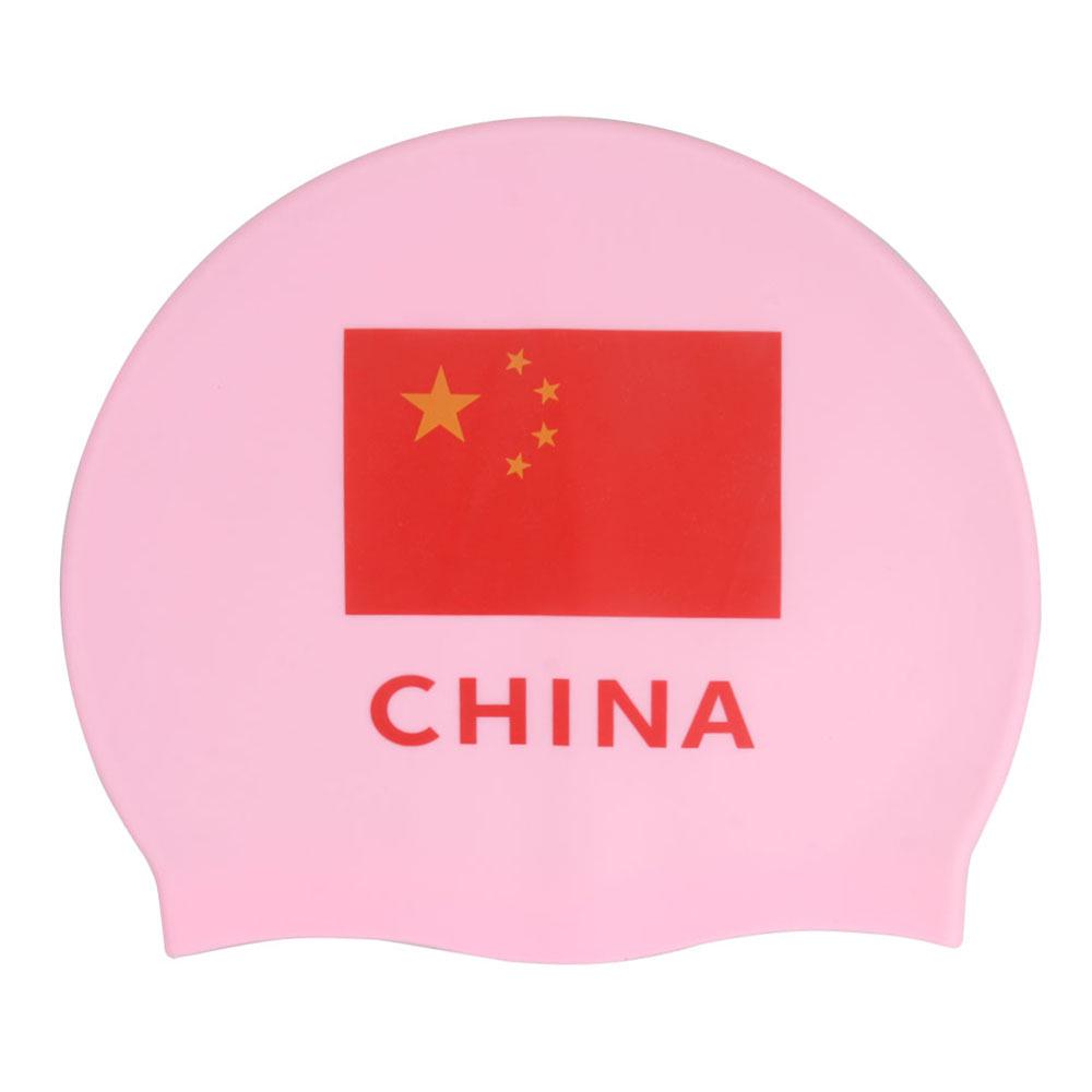 

National Flag Silicone Swim Cap - Large Adult Size, Waterproof, High Elasticity for Training розовый