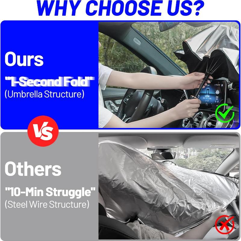 Windshield Sun Shade Umbrella for Nissan Rogue 2014-2025, Foldable Car Sunshade for Front Windows with 360° Rotating Shaft, Custom fit Rogue Sun Visor