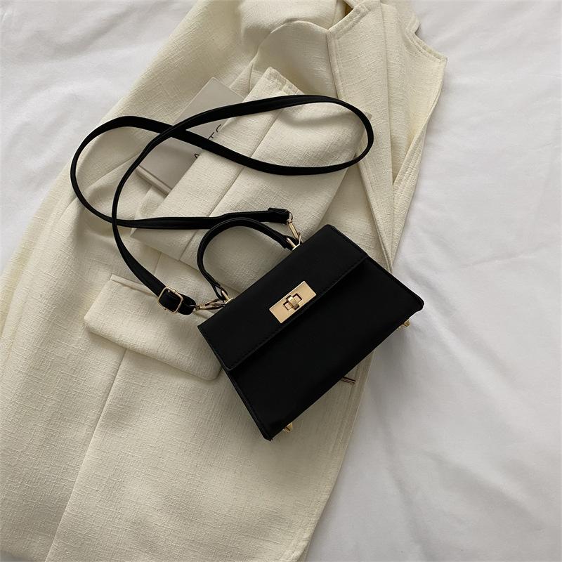 Textured Small Bag Women's Winter New Retro Fashion Shoulder Messenger Bag Lock Portable Small Square Bag