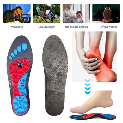 2 paar magnetische acupressuur inlegzolen ademende pijnstillende schoenen inlegzolen mannen vrouwen boogondersteuning orthopedische demping verhogende massage voetkussentjes
