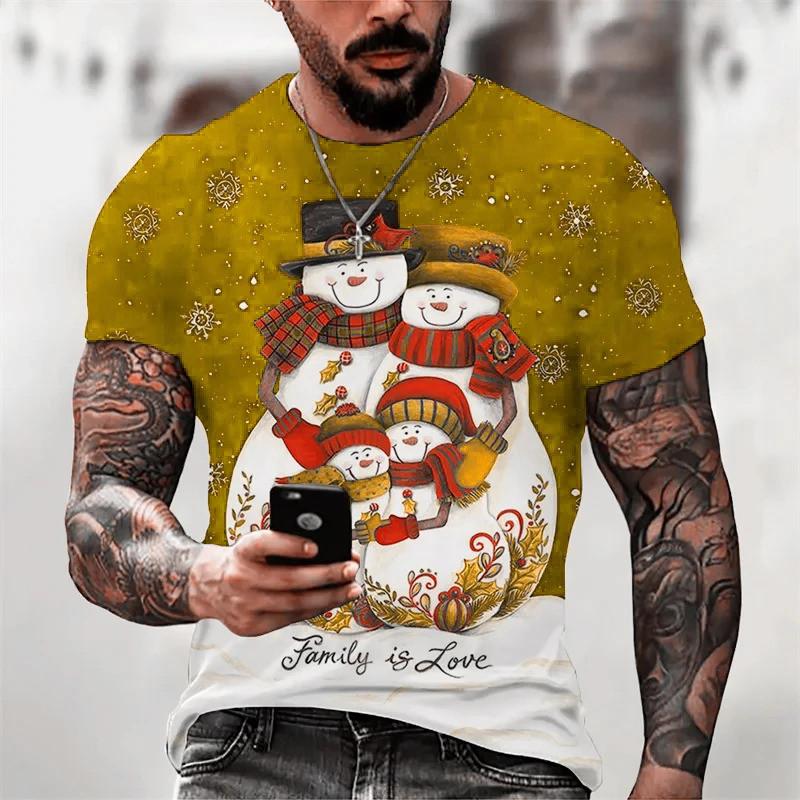 

Мужская модная футболка с короткими рукавами с рождественским узором снеговика, 3D-принтом, уличный рождественский стиль 5XL