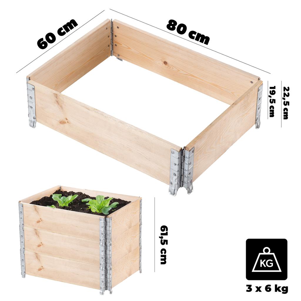 KADAX Wooden Pallet Extension 60x80cm Pallet Container Bed Pack of 3