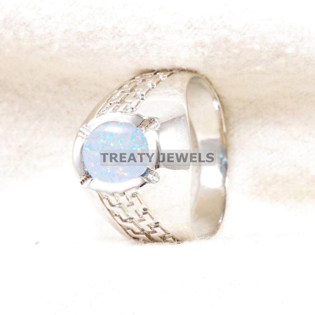 Opal Oval Cut Gemstone With 925 Sterling Silver Ring For Men's #B419 JL375683810180