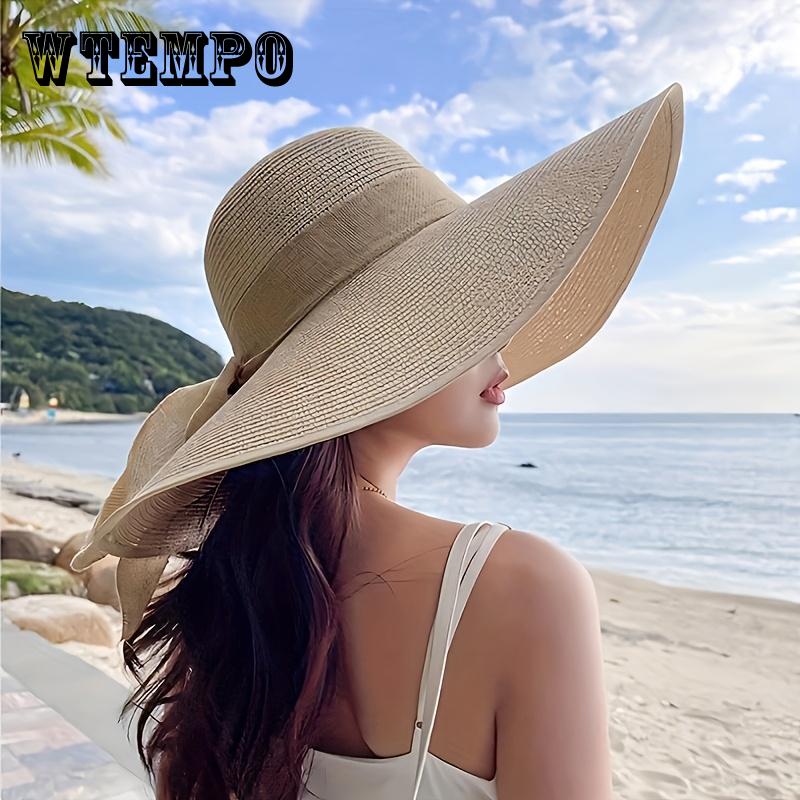 Large Lightweight Polyester Women's Wide-Brimmed Straw-Style Hat | Foldable, Adjustable Drawstring, Breathable, All-Season for Outdoor Activities