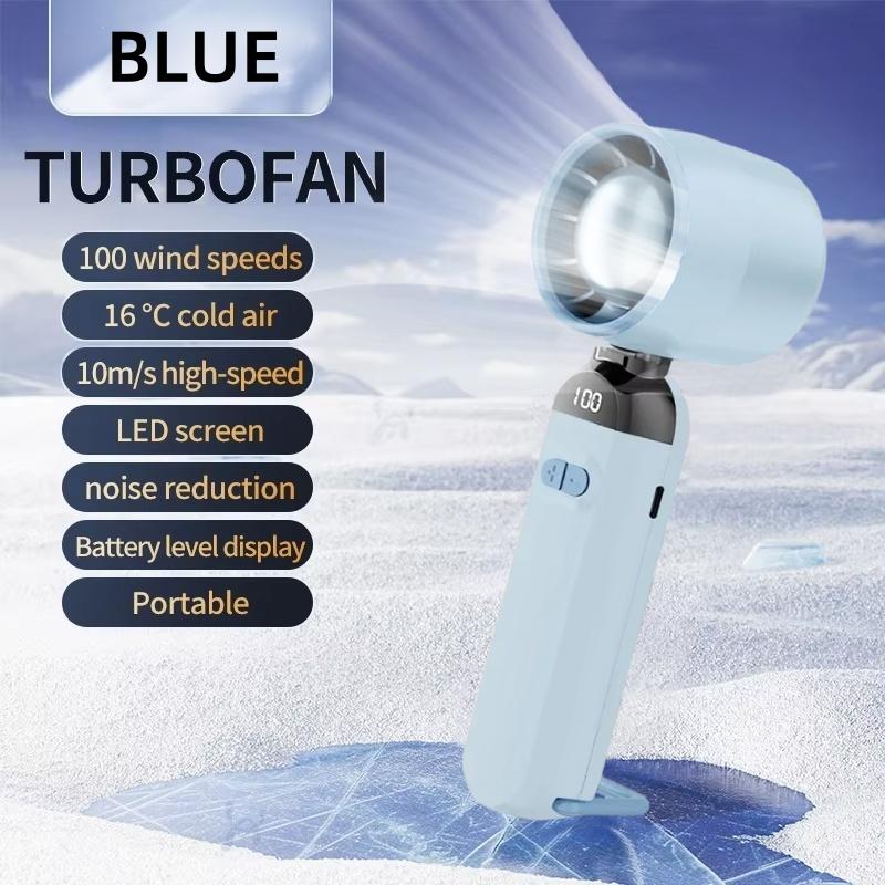 

Outdoor Foldable Portable Handheld Fan Mini Cooling Summer Coolness Rechargeable 100-level Free Control High Speed Turbo Fan небо синє кольору