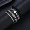 4 Pcs Stainless Steel Bracelet Set For Men Women Punk Fashion Cross Beads Chain Bracelets Simple Hip Hop Unisex Jewelry Gift