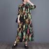 Real Spot Spring and Summer New Loose Large Size Fashion Printing Splicing Long Sleeve Cake Dress Dress