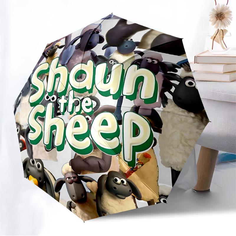 1pc Sheep Shaun Automatic Folding Umbrella, Portable Collapsible Design, Casual Outdoor Accessory L1127126