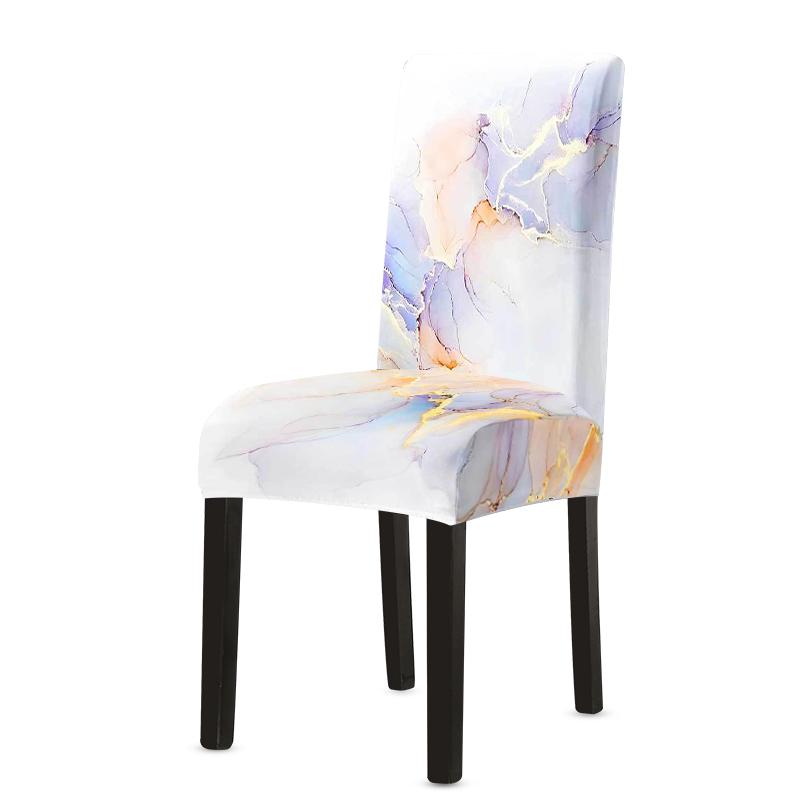 1pc Marble Textured Dining Room Chair Covers Stretch Chair Covers Removable Universal For Home Kitchen Dining Room Wedding