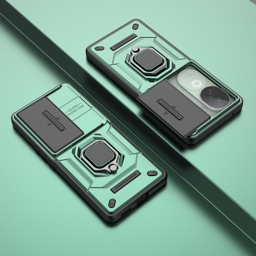 For Vivo iQOO Z9s 5G Case PC+TPU Kickstand Phone Protector with Lens Cover