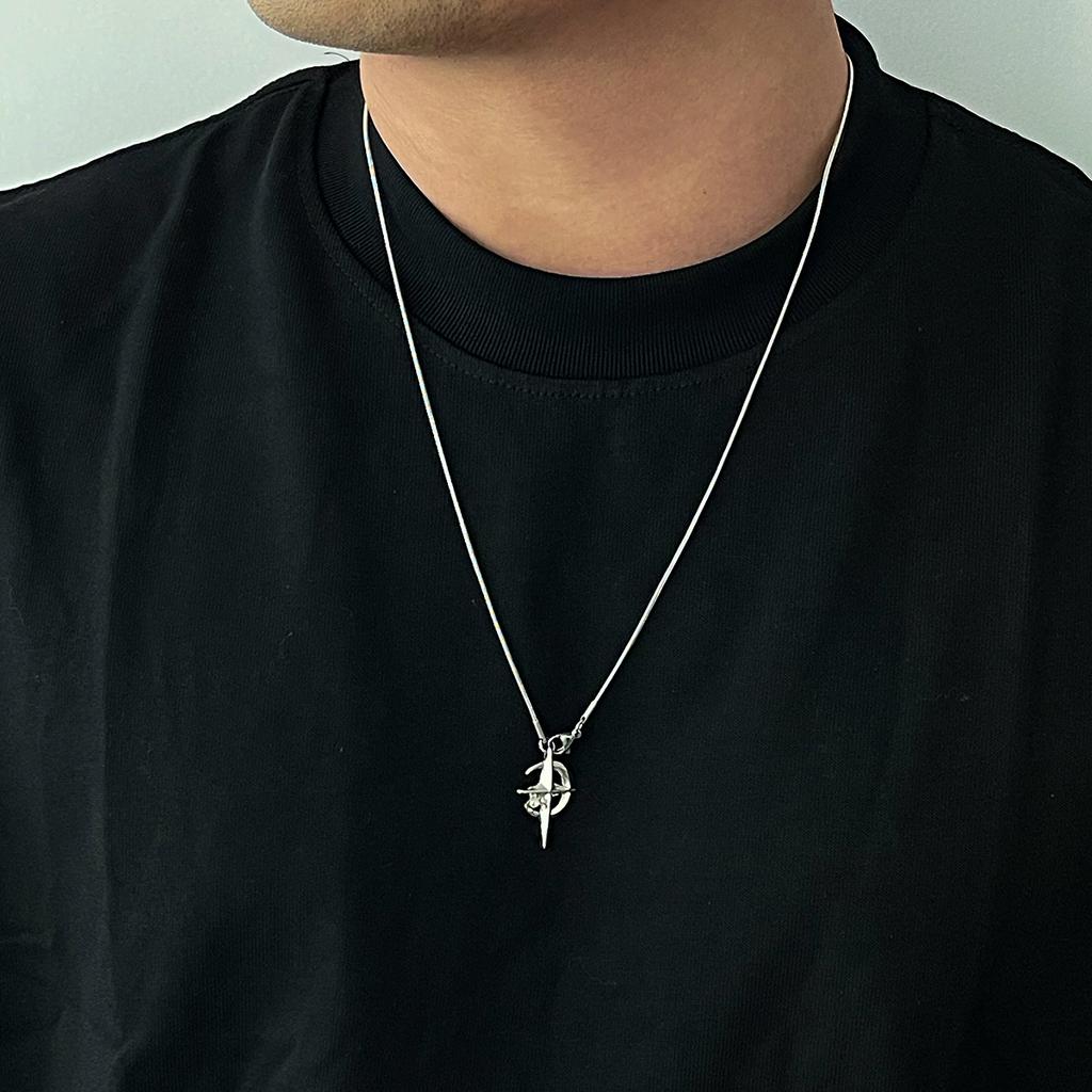 IngeSight.Z New Love Heart Pendant Necklace for Men Trendy Stainless Steel Cross Choker Necklace Male Punk Hip Hop Neck Jewelry