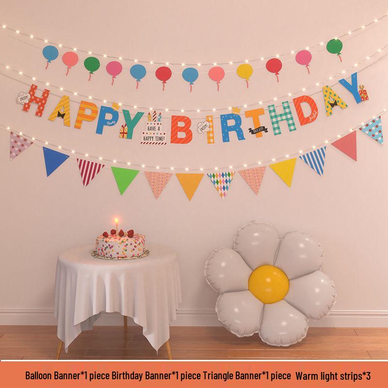 Birthday Pom Pom Bunting Set for Kids - First Party Decor & Photo Props