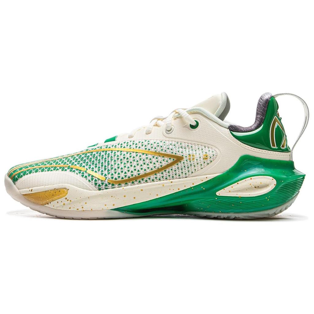 Li Ning Speed 11 Support Rebound Niedrig geschnittene Basketballschuhe Herren Weiß Grün ABAU053-14