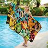 Cartoon Monster Starter Print Beach Towel, Super Soft Absorbent Bath Towel, Graffiti Art Style, Lightweight Quick Dry, For Beach