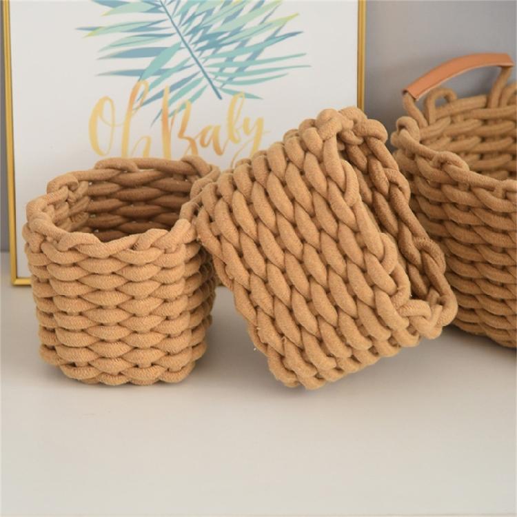 Handwoven Cotton Rope Makeup Holder Decorative Desktop Storage Basket Multipurpose Bedroom Organizer for Cosmetics