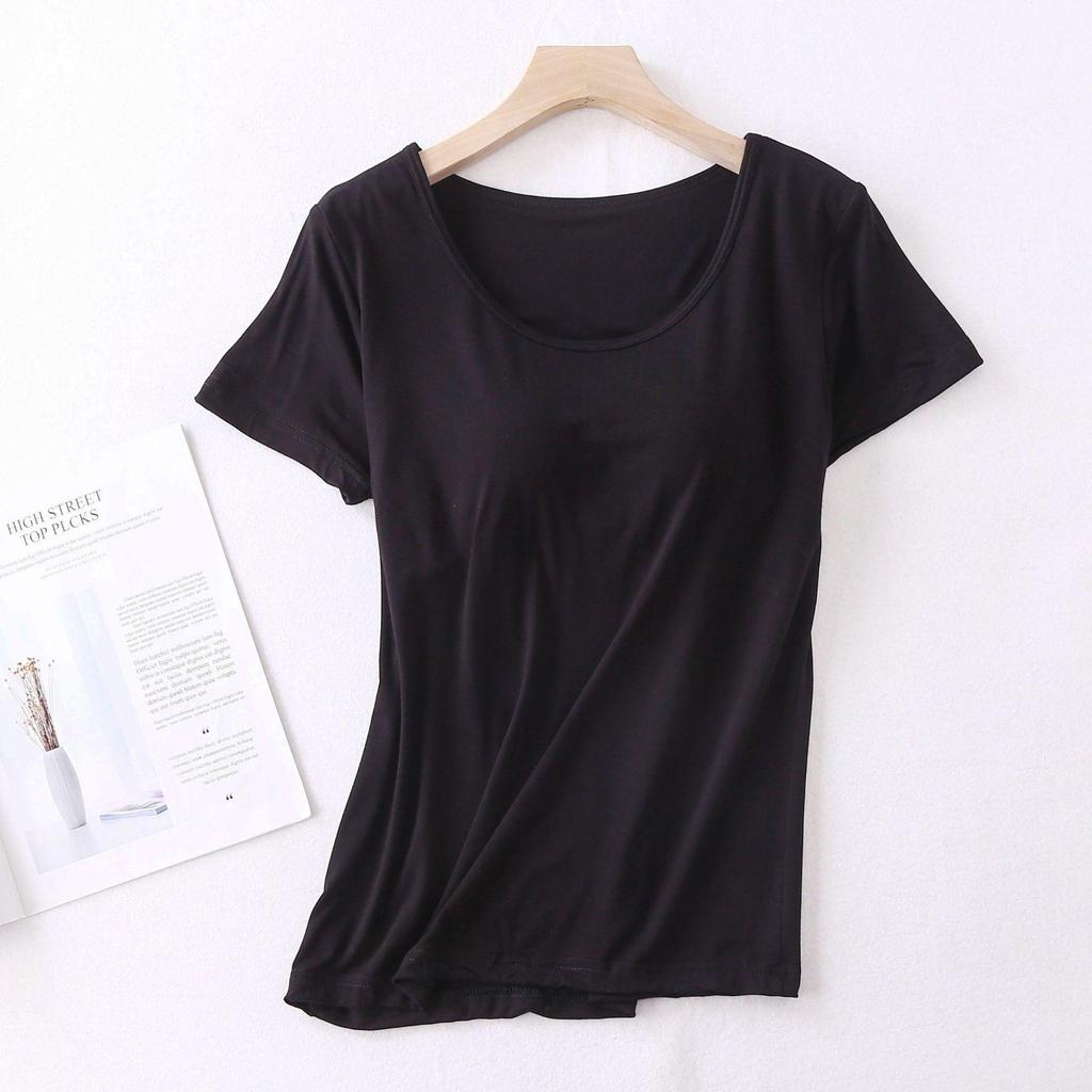 Modální dámský pyžamový set s krátkým rukávem a vestavěnou podprsenkou, nadměrná velikost, bezdrátový, volný střih topu s polovičním rukávem a šortky pro domácí nošení