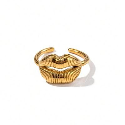 Vintage Silver Gold Textured Lip Statement Ring Unique Bold Design For Party Daily  Style