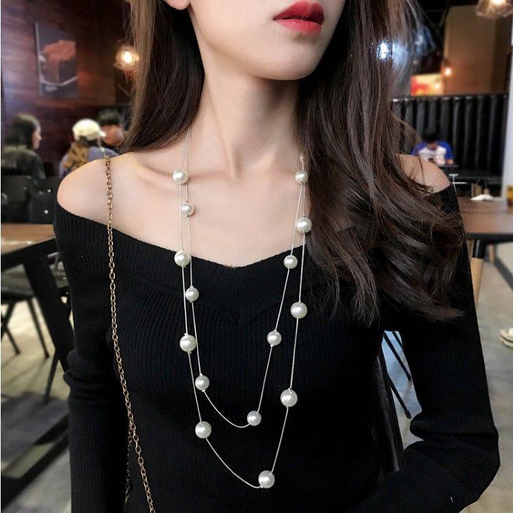 Korean Five-Petal Pearl Tassel Flower Necklace for Women