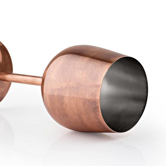 Sklenice na víno z nerezové oceli poměděné, matné, sada 2 ks