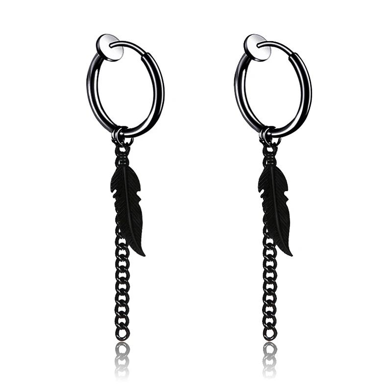 1Pair Unisex Punk Fashion Cross Pendant Ear Clip Non-Piercing Earrings Fake Earrings Gift for Men Women Jewelry Daily Wear