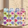 1PC Vibrant Multi Floral 750ml Color Plastic Sports Water Bottle Leakproof Flip Straw Lid Suitable for Sports Office Home Use