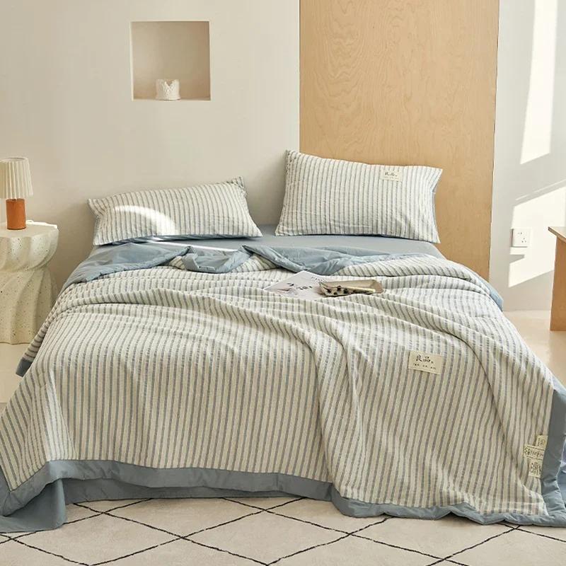 New High-End Jacquard Summer Quilt 100% Cotton Fabric Soya Fibre Filling Thin Comforter Soft Skin Fiendly Summer Blanket