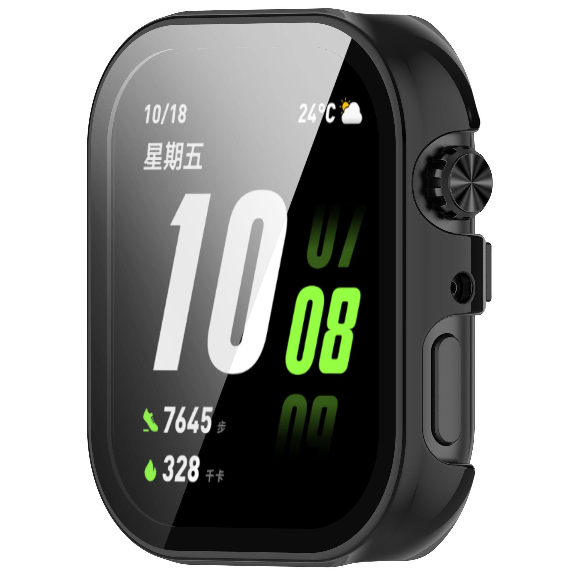 

For Honor Choice ROSSINI 2i Watch Case PC Frame Cover with Tempered Glass Screen Film Black