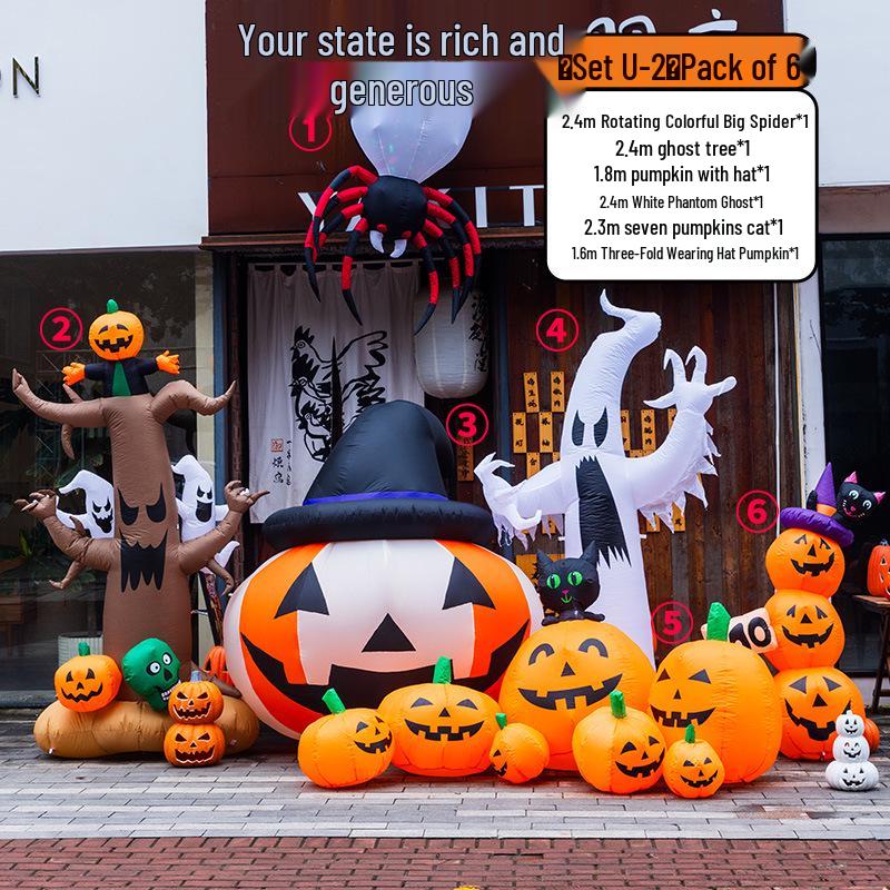Large Halloween Pumpkin Lantern with Ghost and Spider Décor
