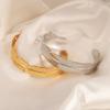18K Gold Titanium Steel Feather Open Cuff Bracelet - Stylish Wide Design for Couples